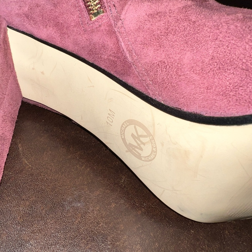 Michael Kors Burgundy Suede Booties Size 10 - Picture 5 of 7